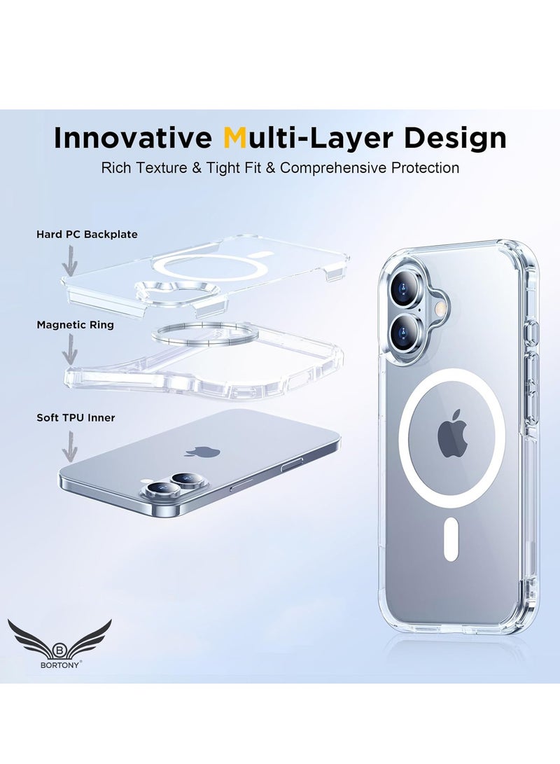 بورتوني حافظة iPhone 16 Magsafe تدعم الشحن اللاسلكي، حافظة هاتف iPhone 16 شفافة ومضادة للصدمات ومضادة للخدش، حافظة هاتف مغناطيسية لهاتف iPhone 16 6.1 بوصة - Image 4