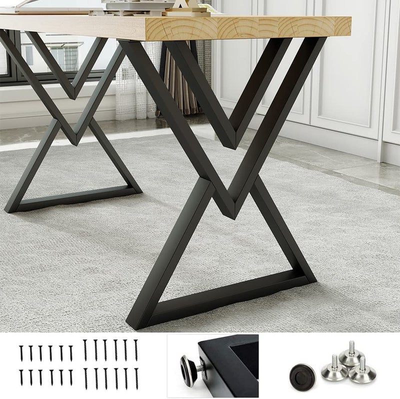DECORILA Table Legs 28 inch Metal Desk Legs Diamond Shape Black Industrial Modern Dining Legs for Table Iron Bench Legs Chair Base Pack of 2 - Image 2
