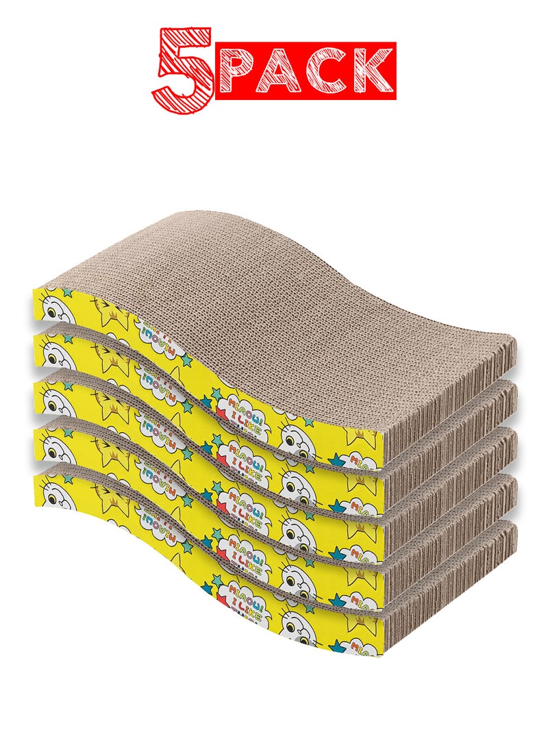 MARGOUN 5 Pack Cat Scratcher Cardboard Cat Scratch Pad with Premium Scratch Textures Design Durable Cat Scratching Pad Reversible - Image 1