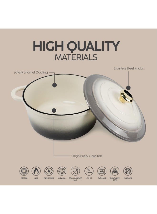 VAV GET Healthy and Safe Non-Stick Enameled Cast Iron 7-Piece Dutch Oven Cookware Set with Gloves and 2-Piece Mills. Includes: 24cm Dutch Oven Fry Pan, 18cm, 21cm, and 24cm Dutch Ovens with Lids, Gloves, and 2-Piece Mills. - Image 5