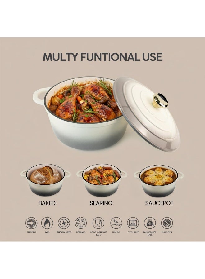 VAV GET Healthy and Safe Non-Stick Enameled Cast Iron 7-Piece Dutch Oven Cookware Set with Gloves and 2-Piece Mills. Includes: 24cm Dutch Oven Fry Pan, 18cm, 21cm, and 24cm Dutch Ovens with Lids, Gloves, and 2-Piece Mills. - Image 4