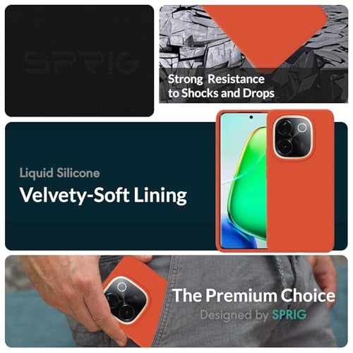 SPRIG Compatible with Vivo T3 Pro Premium SilkTone Back Cover Drop Tested Shock Proof Mobile Case for Men, Women, Boys and Girls with Camera Protection (Orange) - Image 2