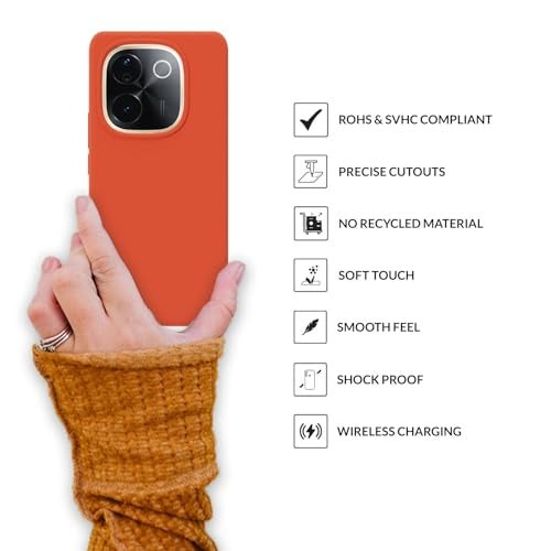 SPRIG Compatible with Vivo T3 Pro Premium SilkTone Back Cover Drop Tested Shock Proof Mobile Case for Men, Women, Boys and Girls with Camera Protection (Orange) - Image 4