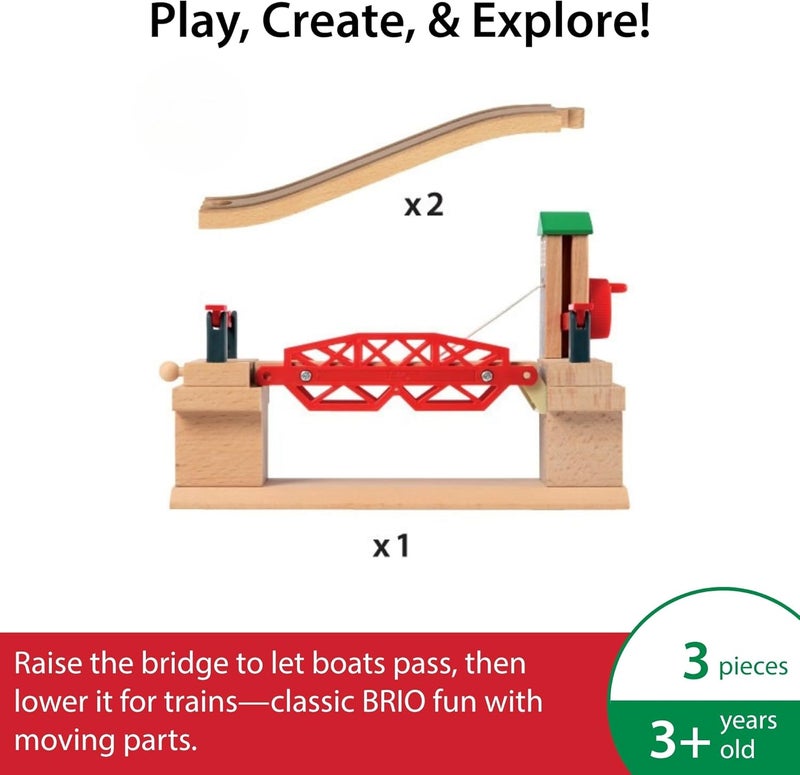 BRIO World Lifting Bridge Toy Train Accessory - Red Wooden Bridge with Ascending Tracks for Kids Ages 3 and Up - Image 3