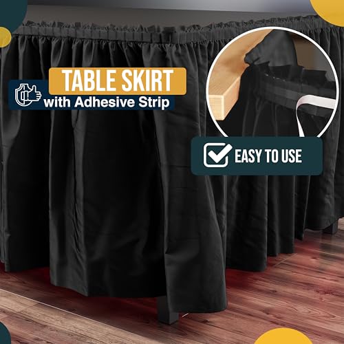 Exquisite Ruffle Table Skirt Black 6 Pack 14 Ft Long Table Skirts for Rectangle Tables 6ft Plus or Round Tables Skirts with Adhesive Strip for Gender Reveal Decor & Happy Birthday Parties - Image 3