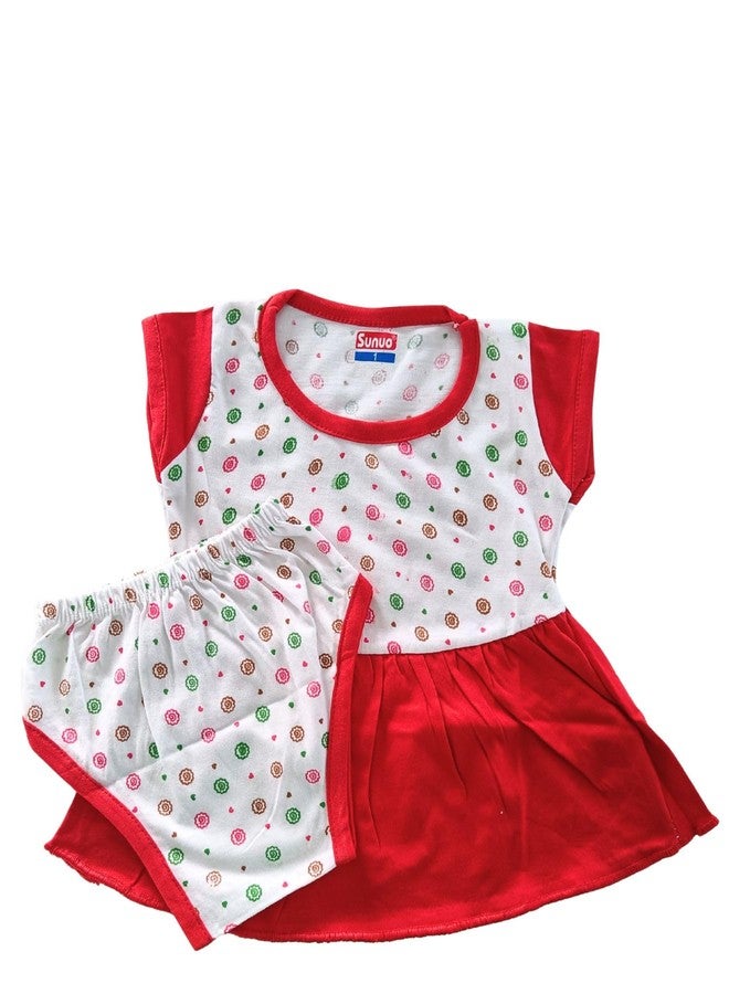 SUNUO Baby Girl Cotton A-Line Frock with Pant Combo (Pack of 3) (in, Age, 3 Months, 6 Months, Regular, RBO-3) Multicolour - Image 3