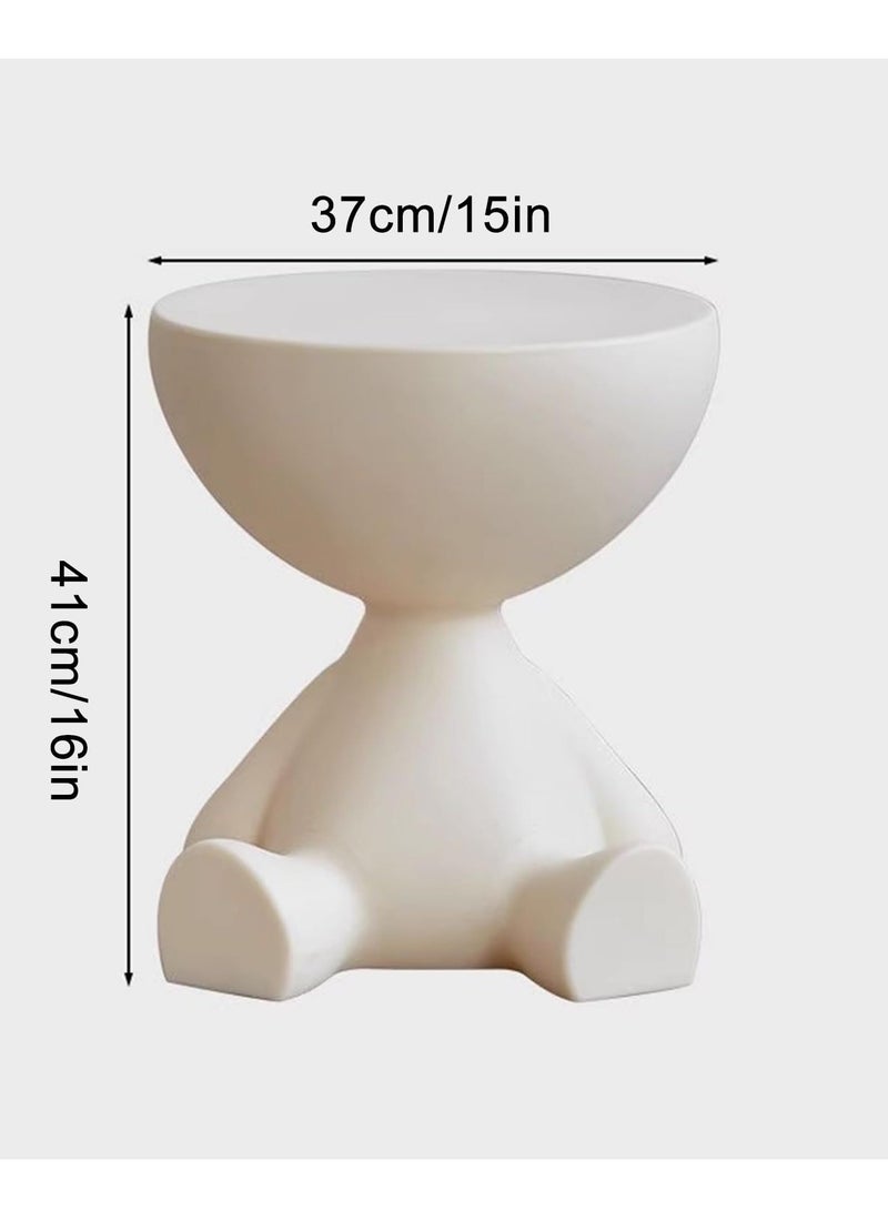 XiuWoo Cute Storage Side Table, Multi Functional Ottoman Stool, Small Night Stand, Accent Table for Living Room, Bedroom, Kitchen, and Bathroom, Beige  - Image 3
