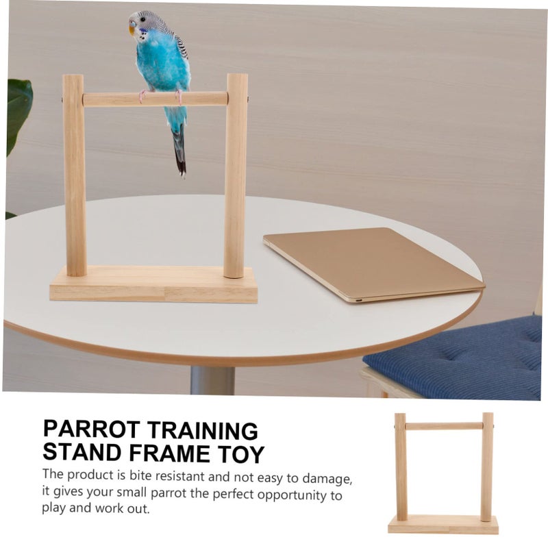 Natural Wood Parrot Training Stand Perch Rack for Cage Chewing Playtime Budgies Cockatiels - Image 4