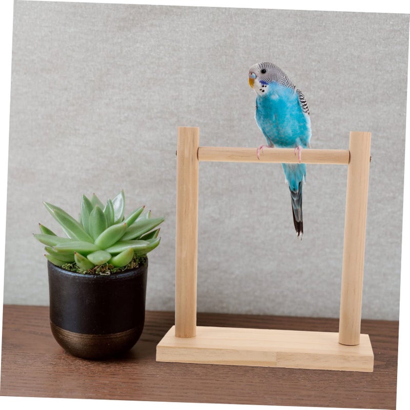 Natural Wood Parrot Training Stand Perch Rack for Cage Chewing Playtime Budgies Cockatiels - Image 3