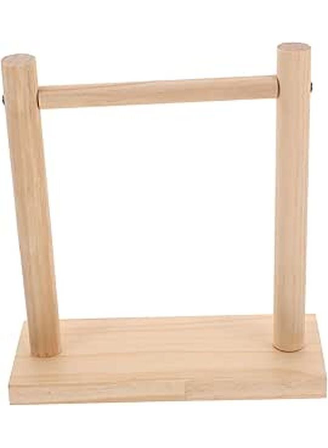 Natural Wood Parrot Training Stand Perch Rack for Cage Chewing Playtime Budgies Cockatiels - Image 1