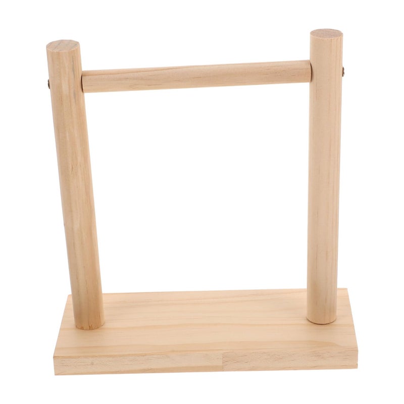 Natural Wood Parrot Training Stand Perch Rack for Cage Chewing Playtime Budgies Cockatiels - Image 2