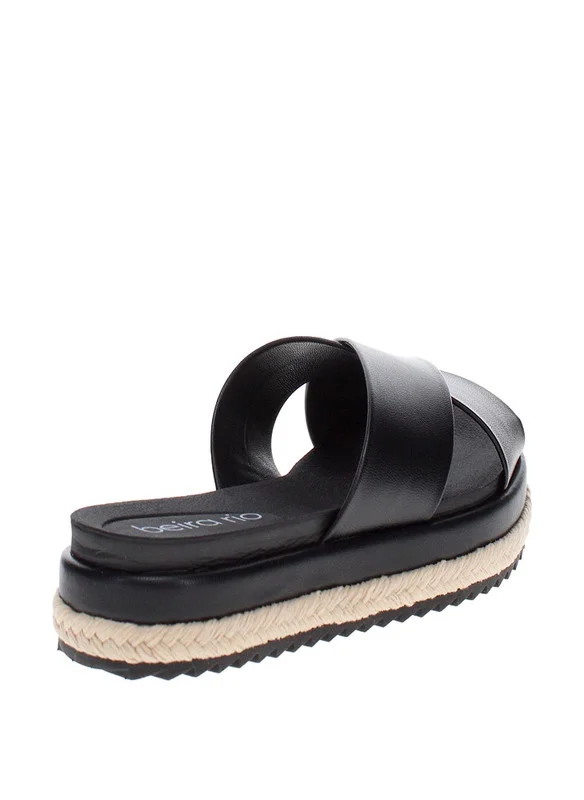 بيرا ريو Beira Rio Ladies Flat Sandals Black | Made In Brazil