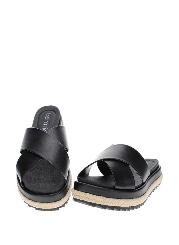 بيرا ريو Beira Rio Ladies Flat Sandals Black | Made In Brazil