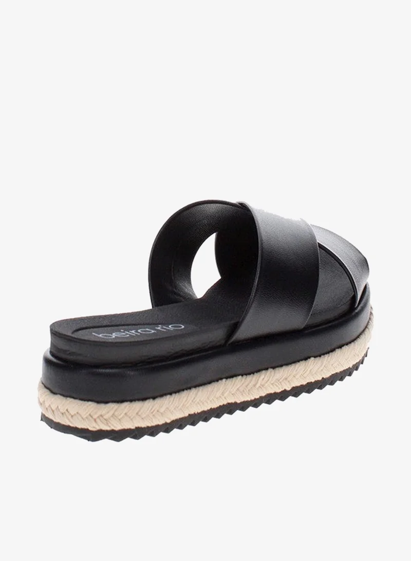 Beira Rio  Beira Rio Ladies Flat Sandals Black | Made In Brazil for Women | Best Price UAE