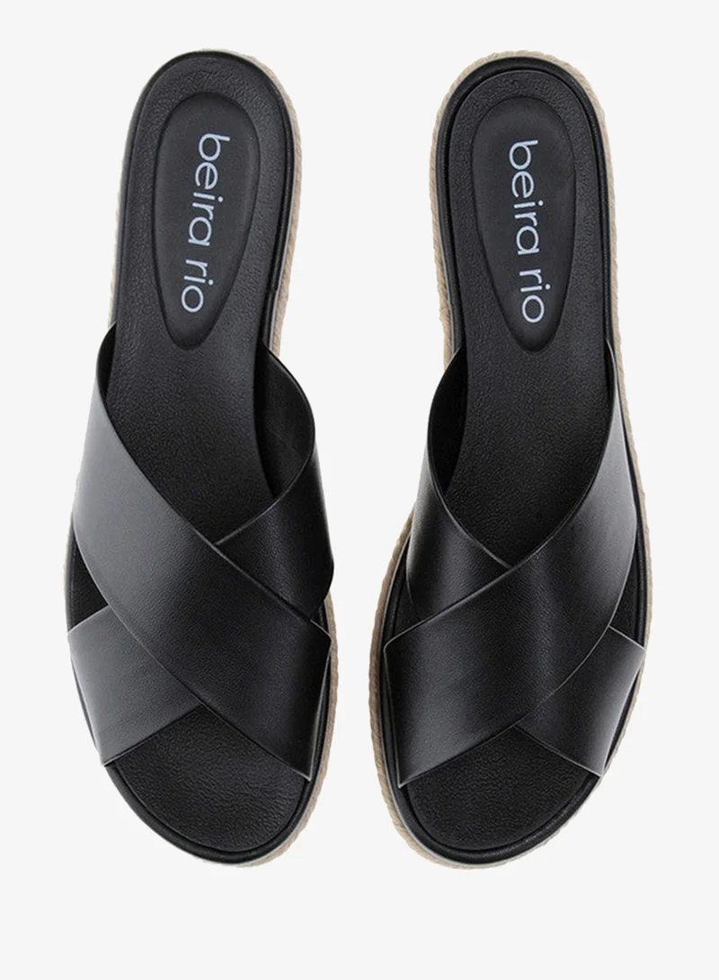 Beira Rio  Beira Rio Ladies Flat Sandals Black | Made In Brazil for Women | Best Price UAE