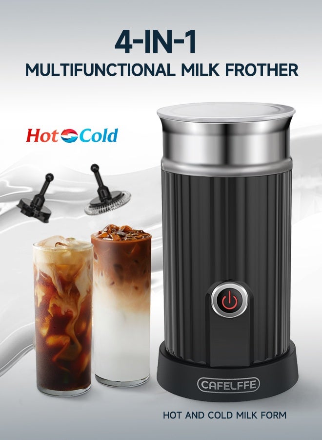 Cafelffe ماكينة صنع رغوة الحليب الكهربائية 4 في 1، جهاز تبخير القهوة والحليب، جهاز تبخير الحليب الساخن والبارد لللاتيه والكابتشينو - Image 1