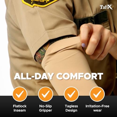 Tat2X Tattoo Cover Up Sleeve - Full Arm Sleeves Cover Tattoos at Work - Keep Tattoos Looking Fresh - Breathable Stay-Dry Fabric - Blocks 97% of UV Rays - Made in USA - Black - Extra Large/2XL - 1 Sleeve - Image 3