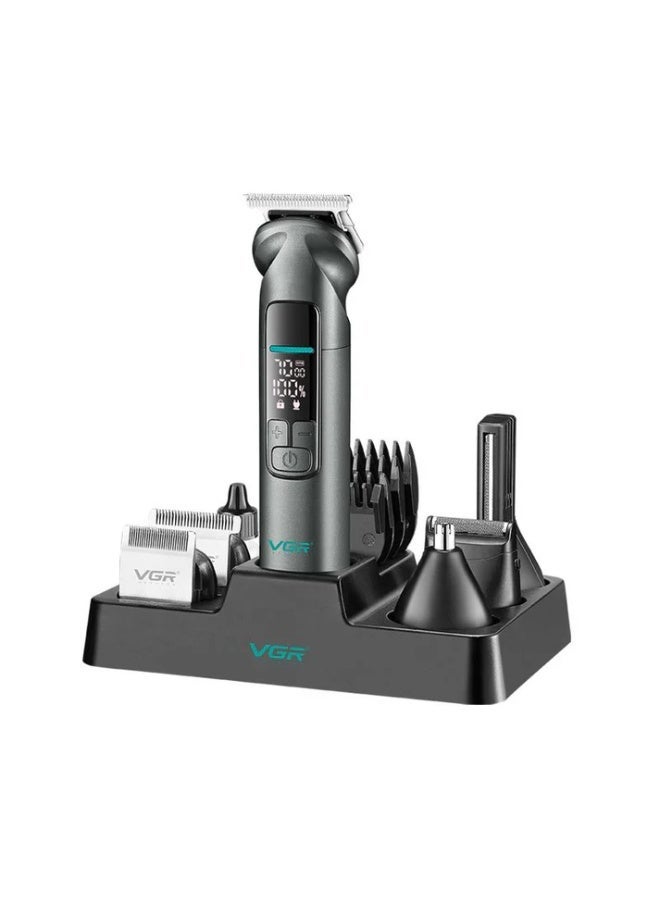 VGR V-096 IPX7 Professional Hair Trimmer Kit, 14-in-1 Waterproof Grooming Set with Metal Design, 150-Min Runtime, 7000 RPM Motor, Digital Display, USB Charging, Stand - Image 2