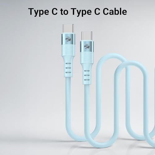 Zebronics Wattz 60CC2 Type-C to Type-C Soft Silicone Cable, PD 60W, 1 Meter, Durable, Charge & Sync, Rapid Charging, For Laptops, Tablets, Mobiles (Blue) - Image 2