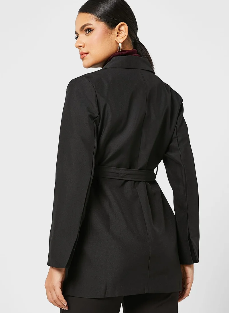 ELLA Longline Blazer With Waist Tie