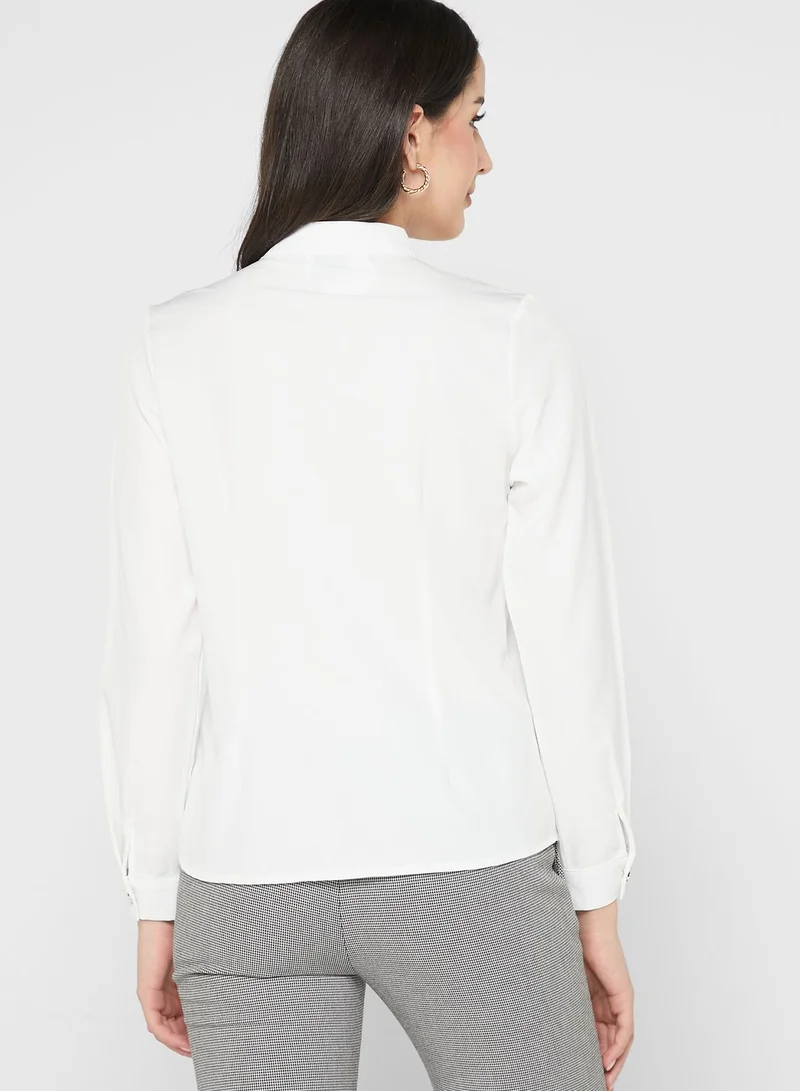 ELLA Mandarin Collar Pleated Blouse