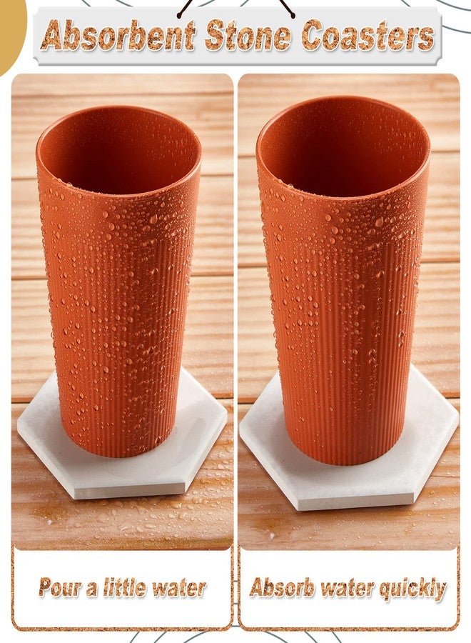 Zopeal 96 Pcs Ceramic Tiles for Crafts Coasters Include Unglazed White Ceramic Tiles with Cork Backing Pads Use with Alcohol Ink Acrylic Pouring for DIY Project Gift (Hexagon) - Image 3