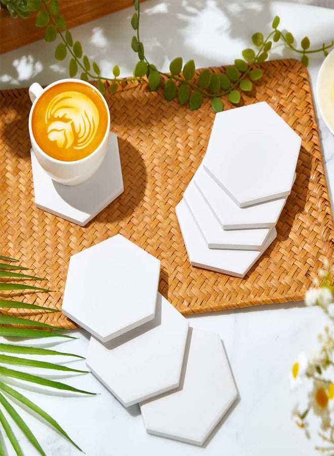Zopeal 96 Pcs Ceramic Tiles for Crafts Coasters Include Unglazed White Ceramic Tiles with Cork Backing Pads Use with Alcohol Ink Acrylic Pouring for DIY Project Gift (Hexagon) - Image 5