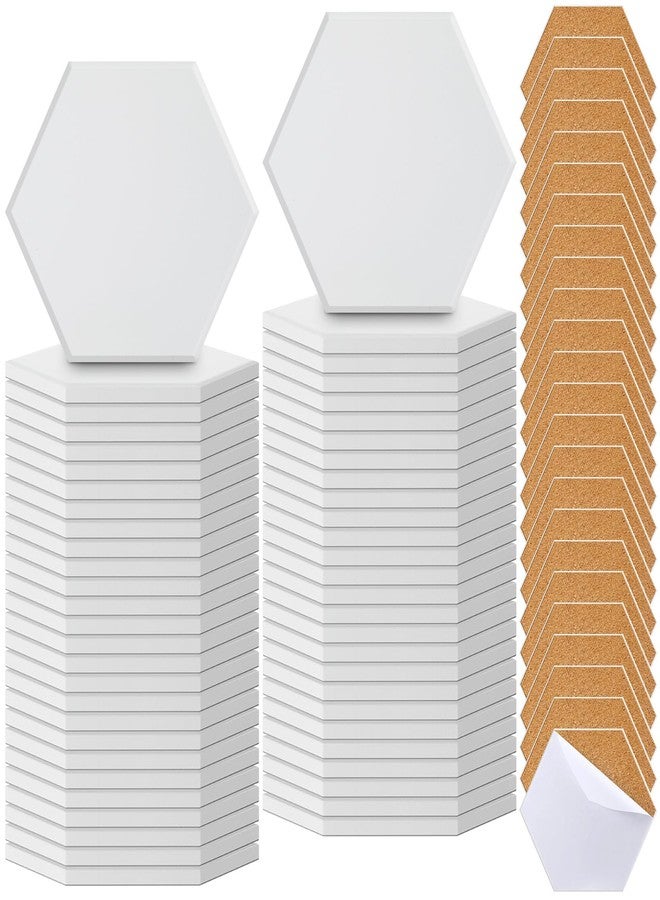 Zopeal 96 Pcs Ceramic Tiles for Crafts Coasters Include Unglazed White Ceramic Tiles with Cork Backing Pads Use with Alcohol Ink Acrylic Pouring for DIY Project Gift (Hexagon) - Image 1