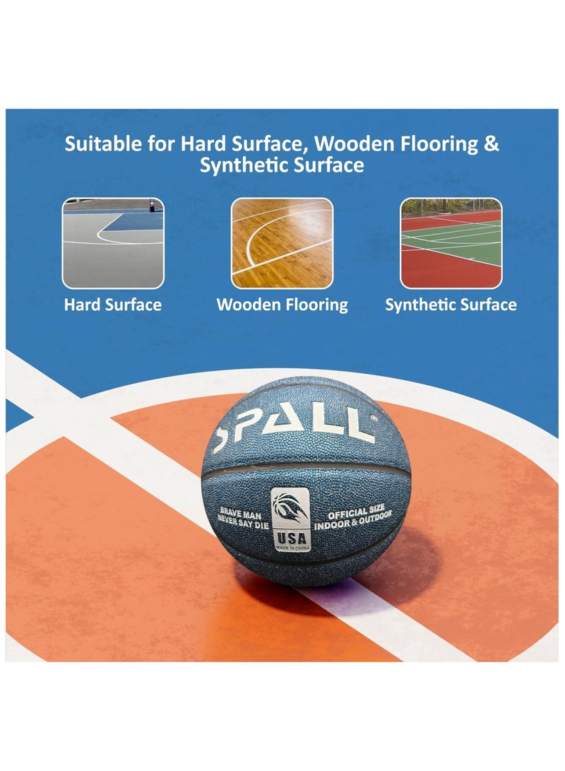 Spall Basketball Size 7 Indoor/Outdoor Official Regulation Size Streetball Rubber Basketball Deep Channel Construction Made For Unisex Men And Women Youth And Adult For Professional Training And Games - Image 3