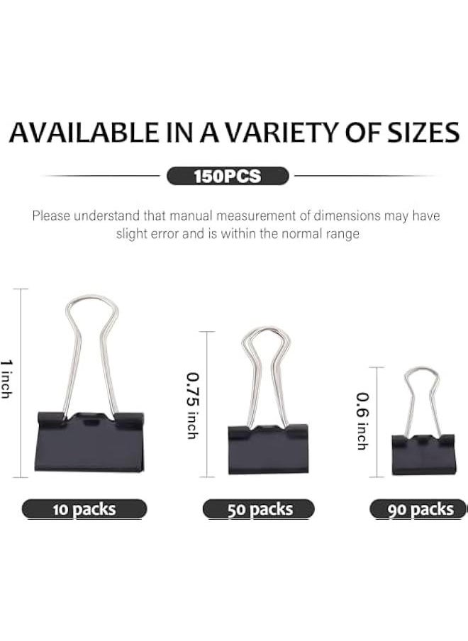 HOOKOR Binder Clips Paper Clamp for Paper,150 Pcs Clips Paper Binder,15 mm 90 Pcs,19 mm 50 Pcs, 25 mm 10 Pcs  - Image 2
