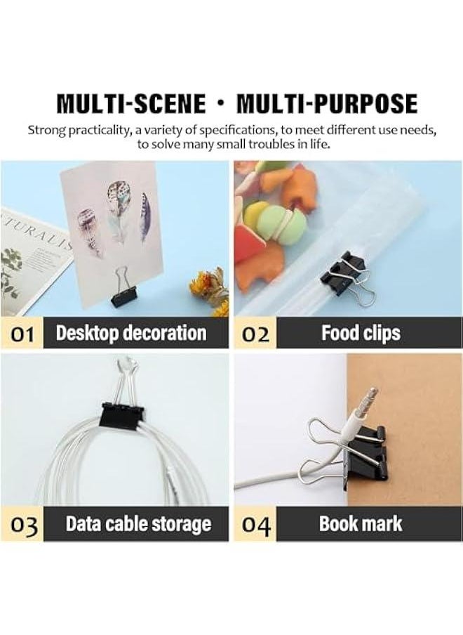HOOKOR Binder Clips Paper Clamp for Paper,150 Pcs Clips Paper Binder,15 mm 90 Pcs,19 mm 50 Pcs, 25 mm 10 Pcs  - Image 5