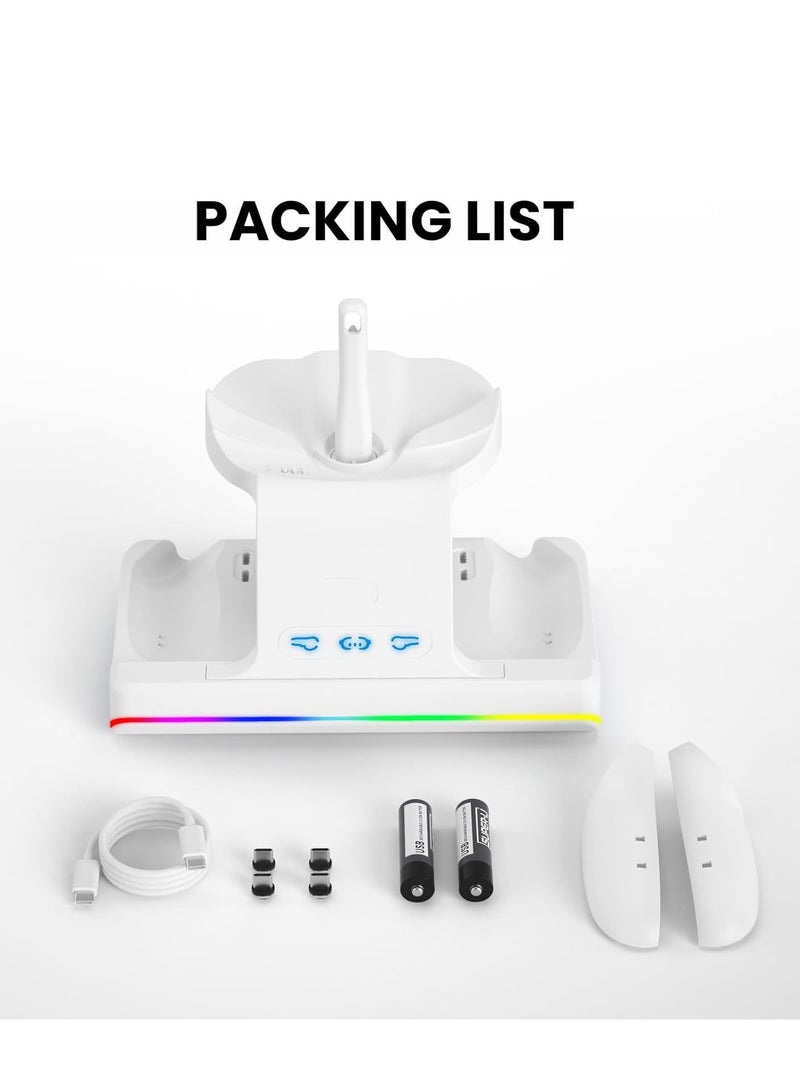 SOLARAE Magnetic Charging Dock for Oculus/Meta Quest 3 - LED Display Stand with Controller Mount, Includes 2 Rechargeable 1800mAh Batteries, Compatible with Elite Strap with Battery. - Image 5