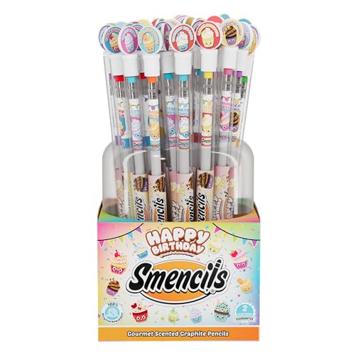Scentco Happy Birthday Smencils Gourmet Scented Pencils 50 Pack HB 2 Recycled Newspaper Pencils PreSharpened Kids School Supplies 10 Sweet Scents Variety Classroom Rewards Gifts for Kids - Image 1