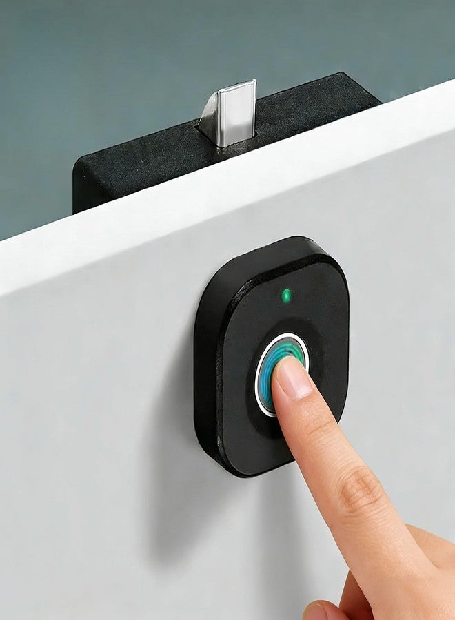Sunkizzrs® Fingerprint Cabinet Lock for Single/Double Doors - Smart Biometric Drawer Lock - 360° Recognition Keyless Furniture Lock - Smart Wardrobe Lock with Status Indicator (A) - Image 1