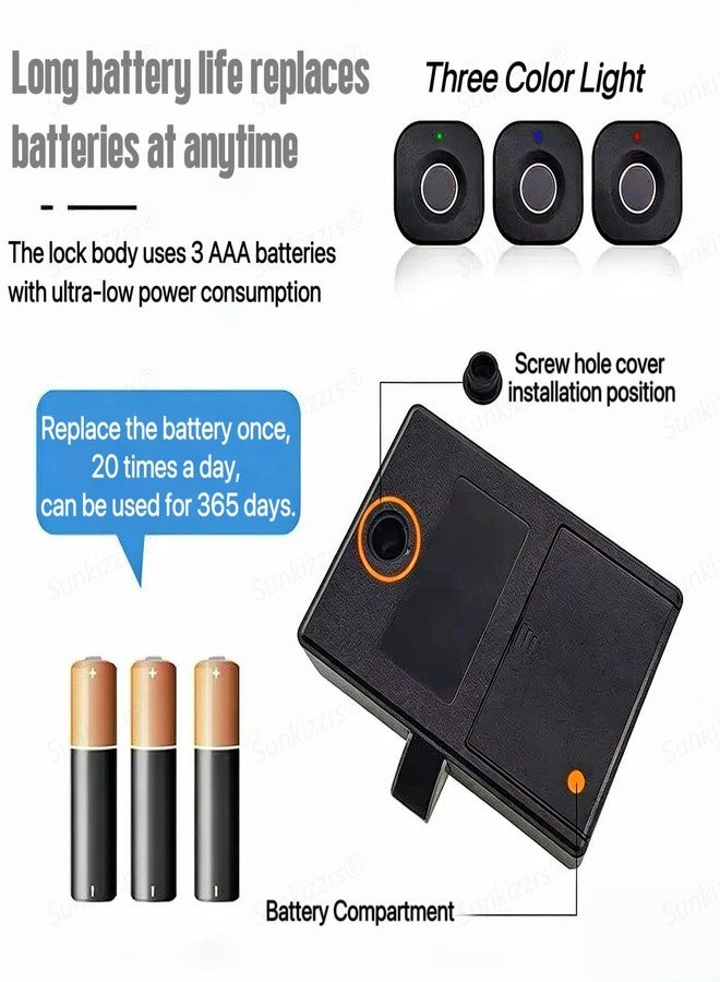 Sunkizzrs® Fingerprint Cabinet Lock for Single/Double Doors - Smart Biometric Drawer Lock - 360° Recognition Keyless Furniture Lock - Smart Wardrobe Lock with Status Indicator (A) - Image 5