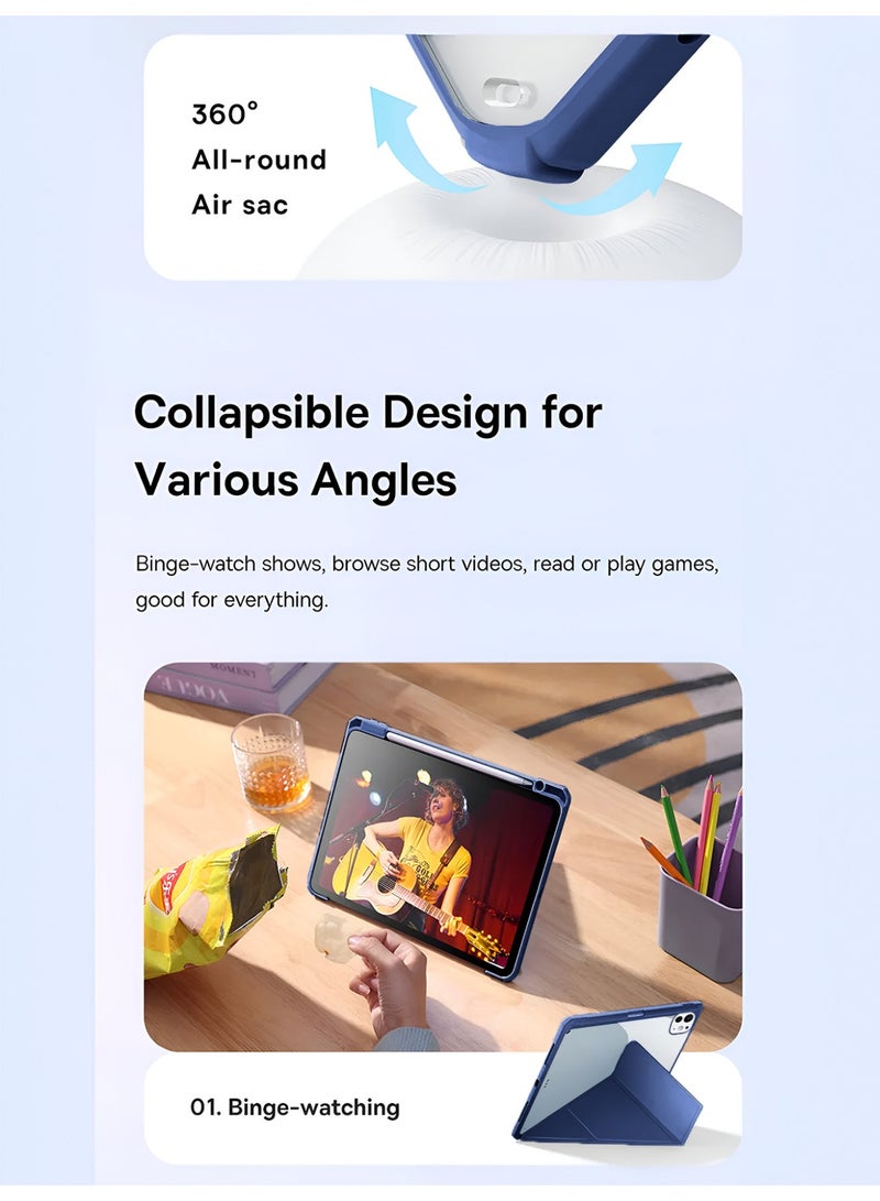 دبليو تيك آيباد برو من أبل 11 بوصة 5G 2025 (M5) غطاء حافظة جلدية ذكية بشاشة Symmetry 360 مع ميزة الاستيقاظ/النوم التلقائي (TCFPSR) - أزرق بحري - Image 2