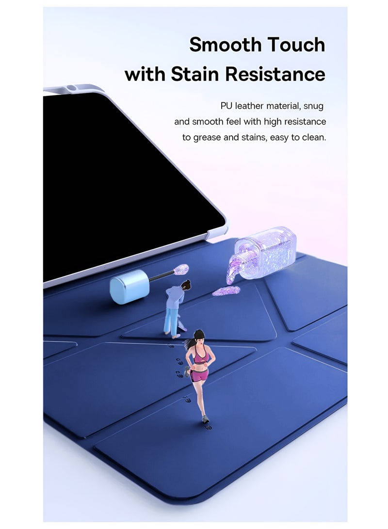 دبليو تيك آيباد برو من أبل 11 بوصة 5G 2025 (M5) غطاء حافظة جلدية ذكية بشاشة Symmetry 360 مع ميزة الاستيقاظ/النوم التلقائي (TCFPSR) - أزرق بحري - Image 4