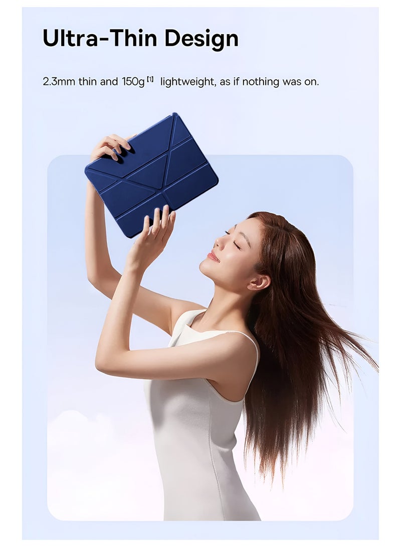 دبليو تيك آيباد برو من أبل 11 بوصة 5G 2025 (M5) غطاء حافظة جلدية ذكية بشاشة Symmetry 360 مع ميزة الاستيقاظ/النوم التلقائي (TCFPSR) - أزرق بحري - Image 3