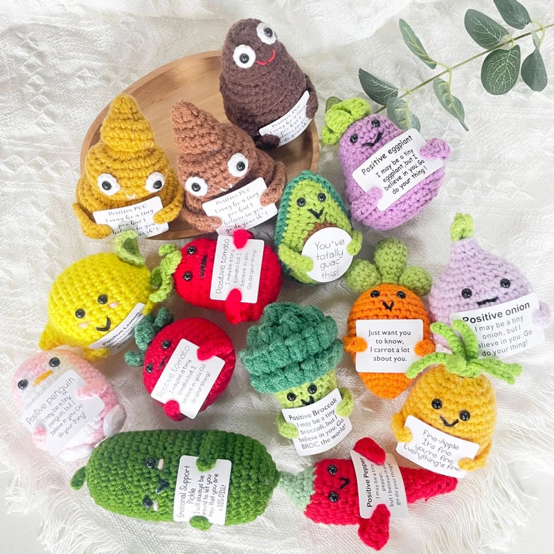 Y&D 100+ Designs Kawaii Stuffed Crochet Dolls Animals Toys Mini Funny Crochet Positive Potatoes with Affirmation Card Small Gifts - Image 4