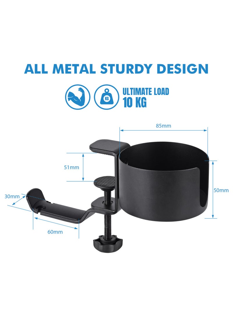 General 360-degree rotating metal headphone stand on the table side Multi-functional non-punch headphone cup storage rack  - Image 3