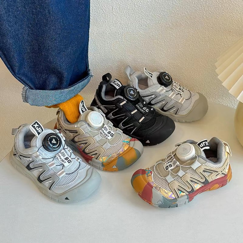 Korean Style Children'S Shoes 2025 Boys' Running And Hiking Shoes Girls' Rotating Buckle Sneakers Winter Fleece-Lined - Image 2