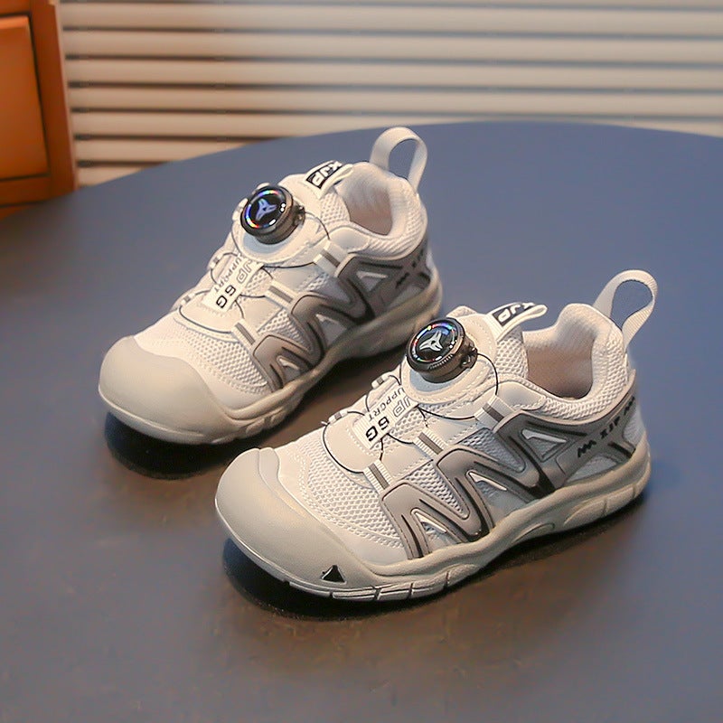 Korean Style Children'S Shoes 2025 Boys' Running And Hiking Shoes Girls' Rotating Buckle Sneakers Winter Fleece-Lined - Image 3