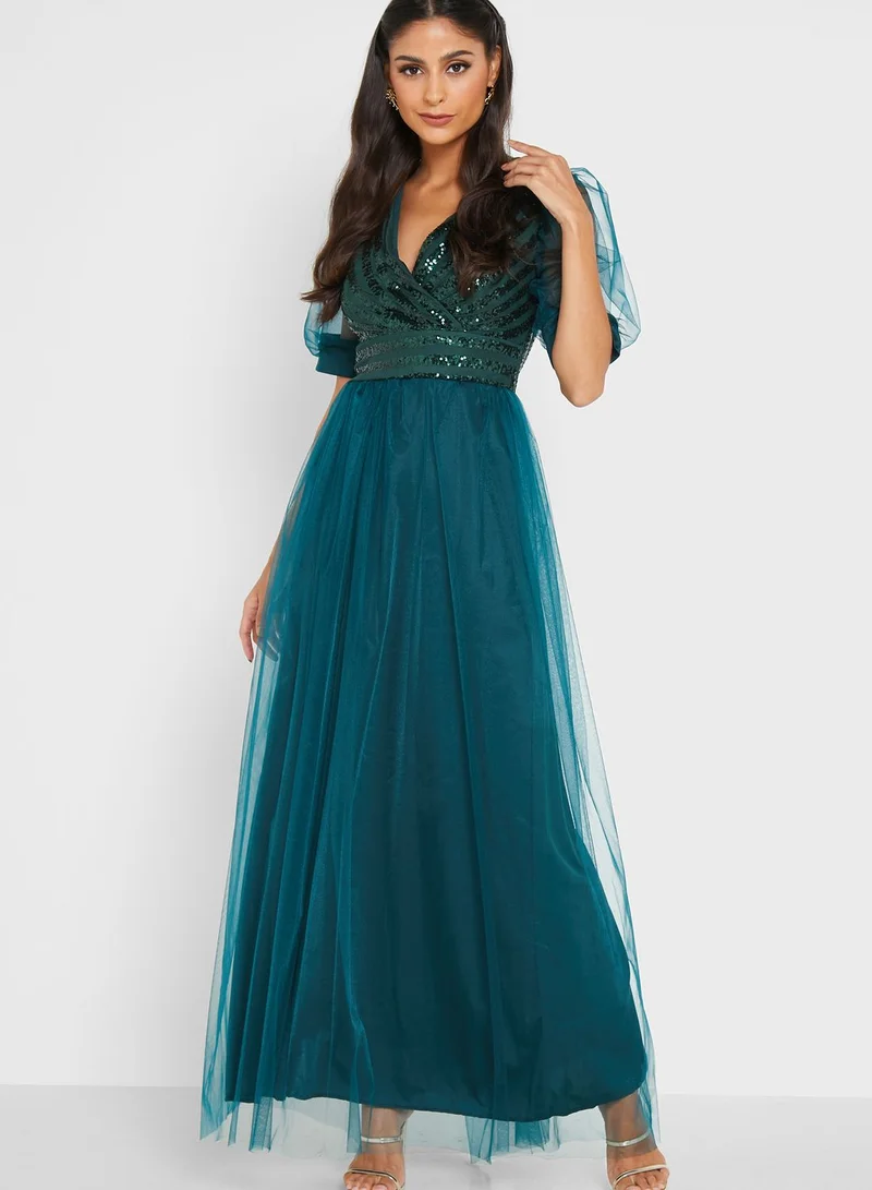 Ella Limited Edition Puff-Sleeve Shimmer Detail Dress