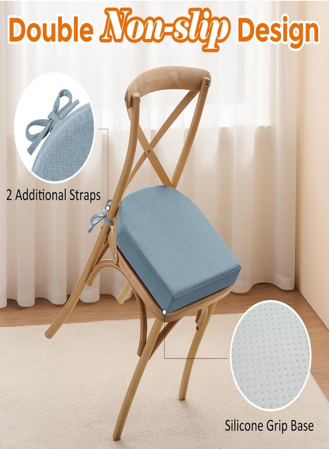 downluxe Chair Cushions for Dining Chairs, Memory Foam Kitchen Chair Pads with Ties, Waterproof, Stain-Resistant and Washable Cover, 17" x 16" x 2.5", Blue, 4 Pack - Image 4