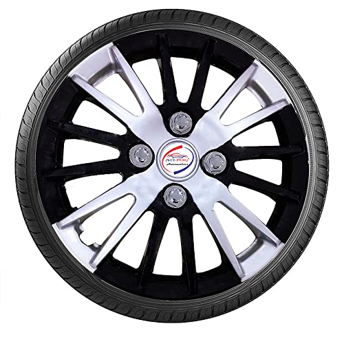 Auto Pearl Premium 15" inch Set of 4 Pcs Camry Star Dc Hubcap Wheel Cover Replacements for OEM Steel Wheels ABS with Retention Ring for Xylo | Color: Black Grey - Image 4