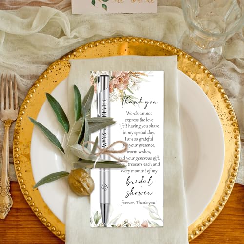 Chiisong 30 Sets Bridal Shower Favors for Guests Wedding Pens Bulk with Thank You Cards Bridal Shower Retractable Ballpoint Pen for Guest Gifts Game Prizes Wedding Souvenirs (Boho Flower) - Image 5