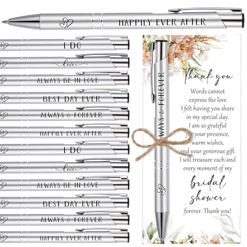Chiisong 30 Sets Bridal Shower Favors for Guests Wedding Pens Bulk with Thank You Cards Bridal Shower Retractable Ballpoint Pen for Guest Gifts Game Prizes Wedding Souvenirs (Boho Flower) - Image 1