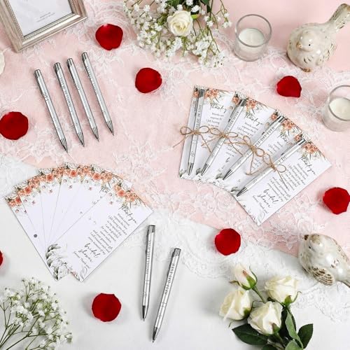 Chiisong 30 Sets Bridal Shower Favors for Guests Wedding Pens Bulk with Thank You Cards Bridal Shower Retractable Ballpoint Pen for Guest Gifts Game Prizes Wedding Souvenirs (Boho Flower) - Image 3