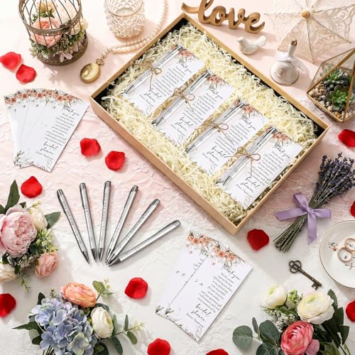 Chiisong 30 Sets Bridal Shower Favors for Guests Wedding Pens Bulk with Thank You Cards Bridal Shower Retractable Ballpoint Pen for Guest Gifts Game Prizes Wedding Souvenirs (Boho Flower) - Image 4