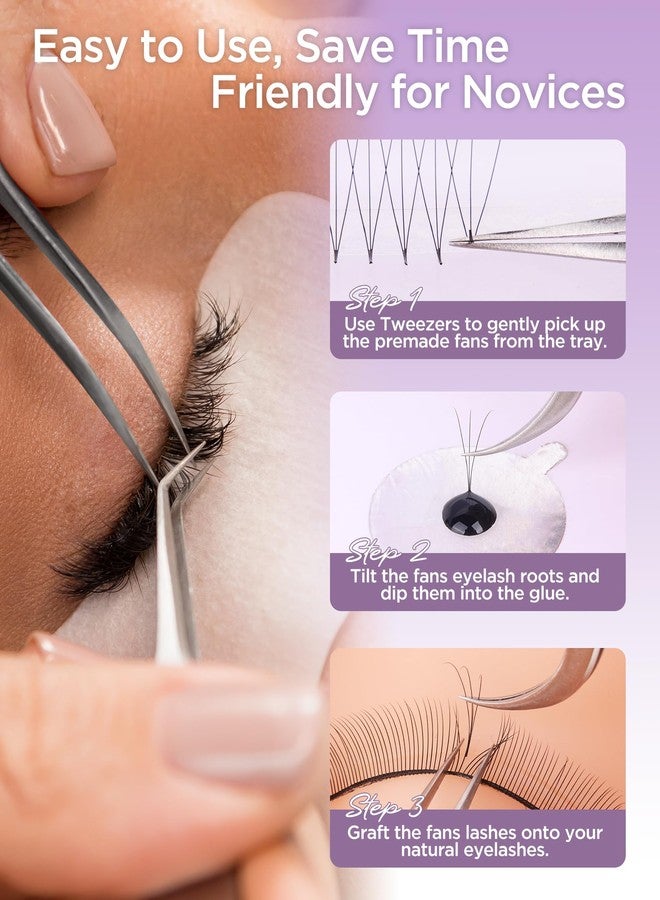 BEYELIAN Premade Lash Fans, 320 Fans Pre Made Fans Volume Lash Extensions 3D 6D 8D 10D 12D 20D 0.07 C/D Curl Save Time Eyelash Extensions for Professional Salon, 8-15mm MIX Easy to Use (3D-0.07-D) - Image 4